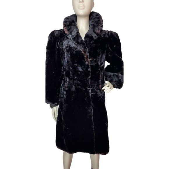 Antique Genuine Mink Fur Teddy Bear Mob Wife Coat Big Collar High Puff Sleeves - Picture 1 of 11